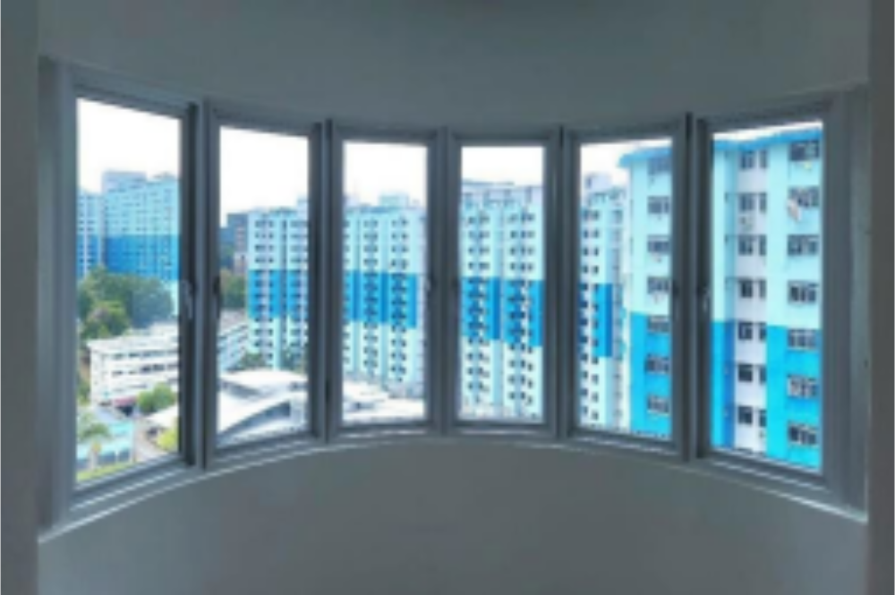 Casement Window Silver Frame with Blue Glass