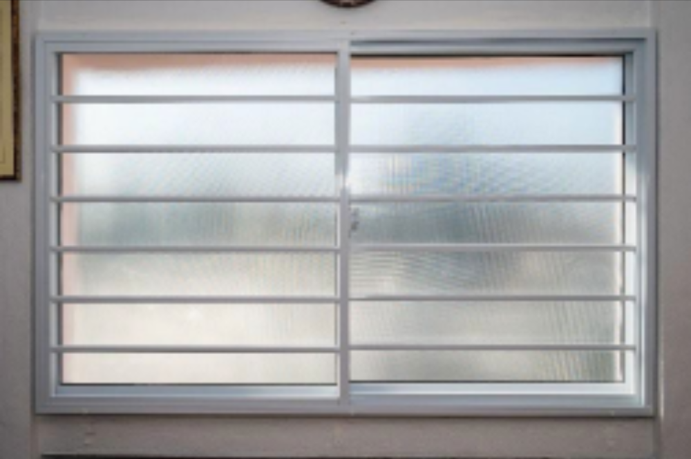 Sliding Window White Frame with Orange Skin Glass