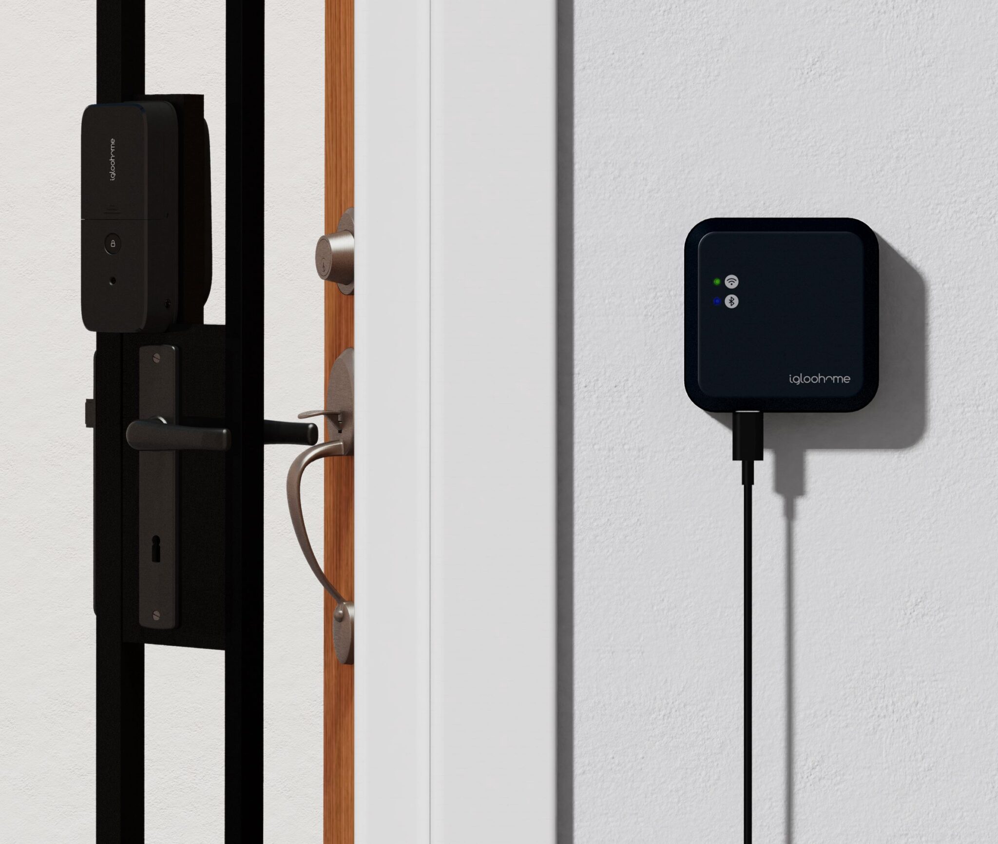 Gate Lock with Fingerprint_Front Diagonal_Bridge Wall Mounted