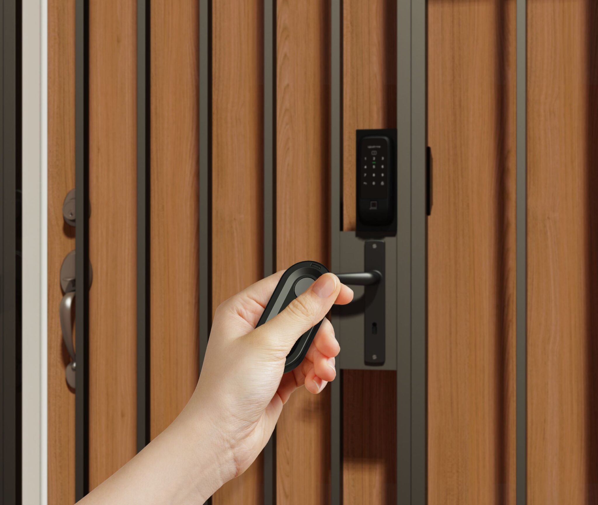 Key Fob Compatible with Gate Lock with Fingerprint_Diagonal_Metal Gate