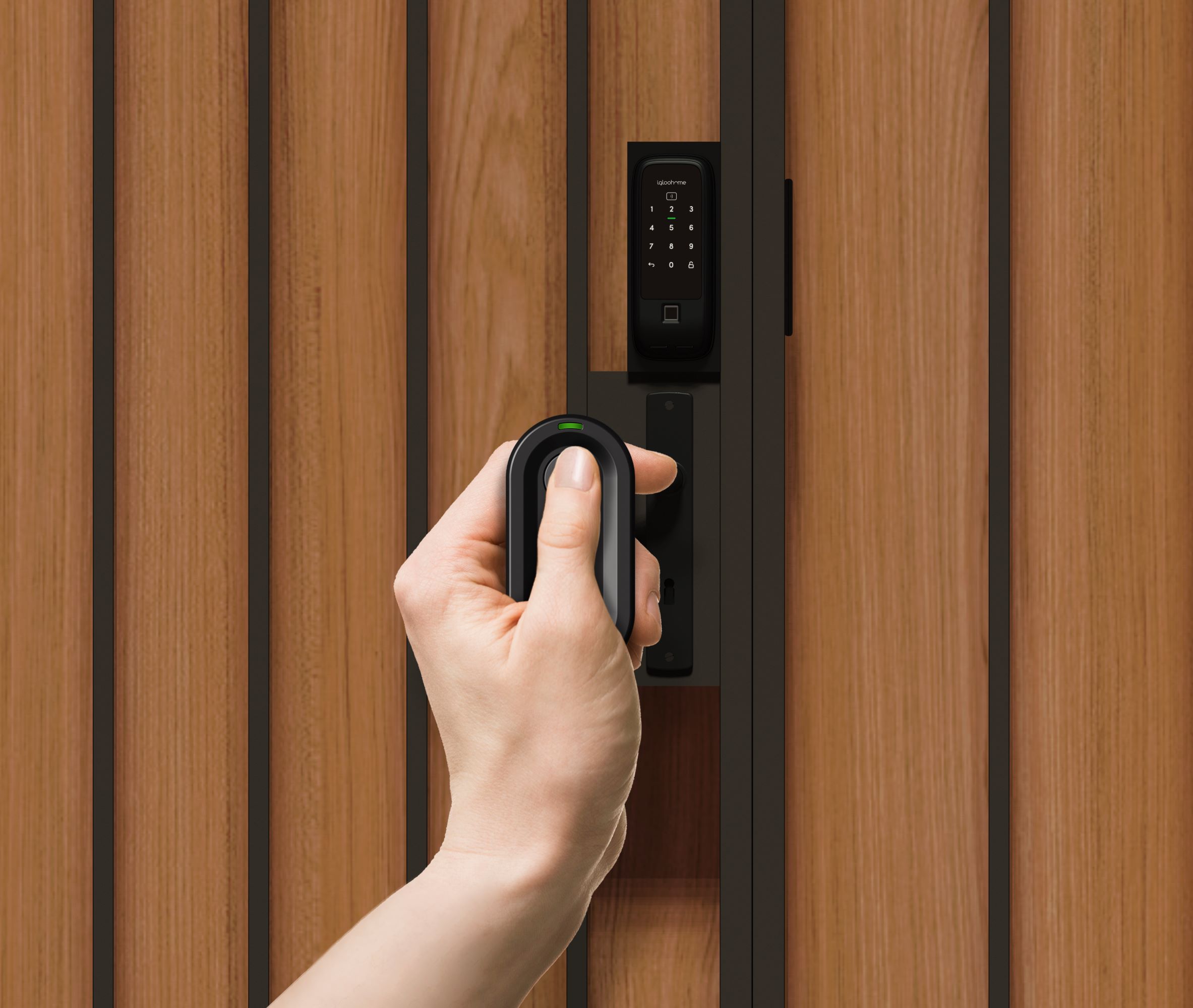 Key Fob Compatible with Gate Lock with Fingerprint_Front_Metal Gate