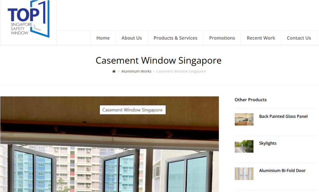 Top window supplier Singapore Top 1 Window