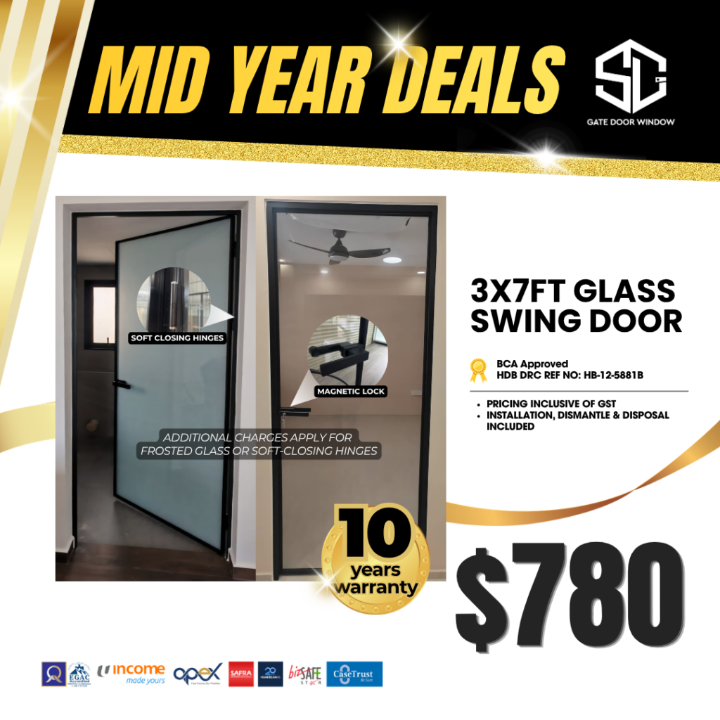 3x7ft synchronised sliding door promotion at $780 with 10-year warranty