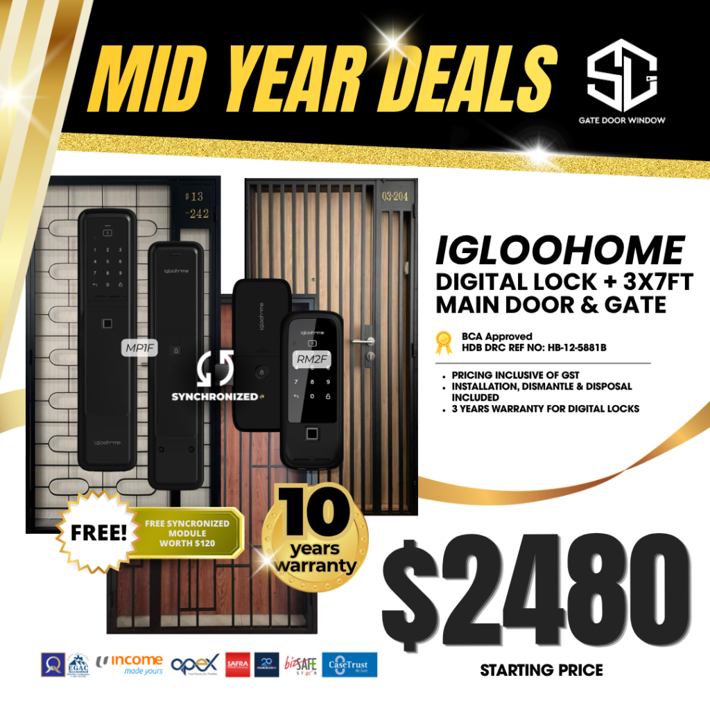 Igloohome digital lock and mild steel gate bundle $2480 promotion 10 years warranty