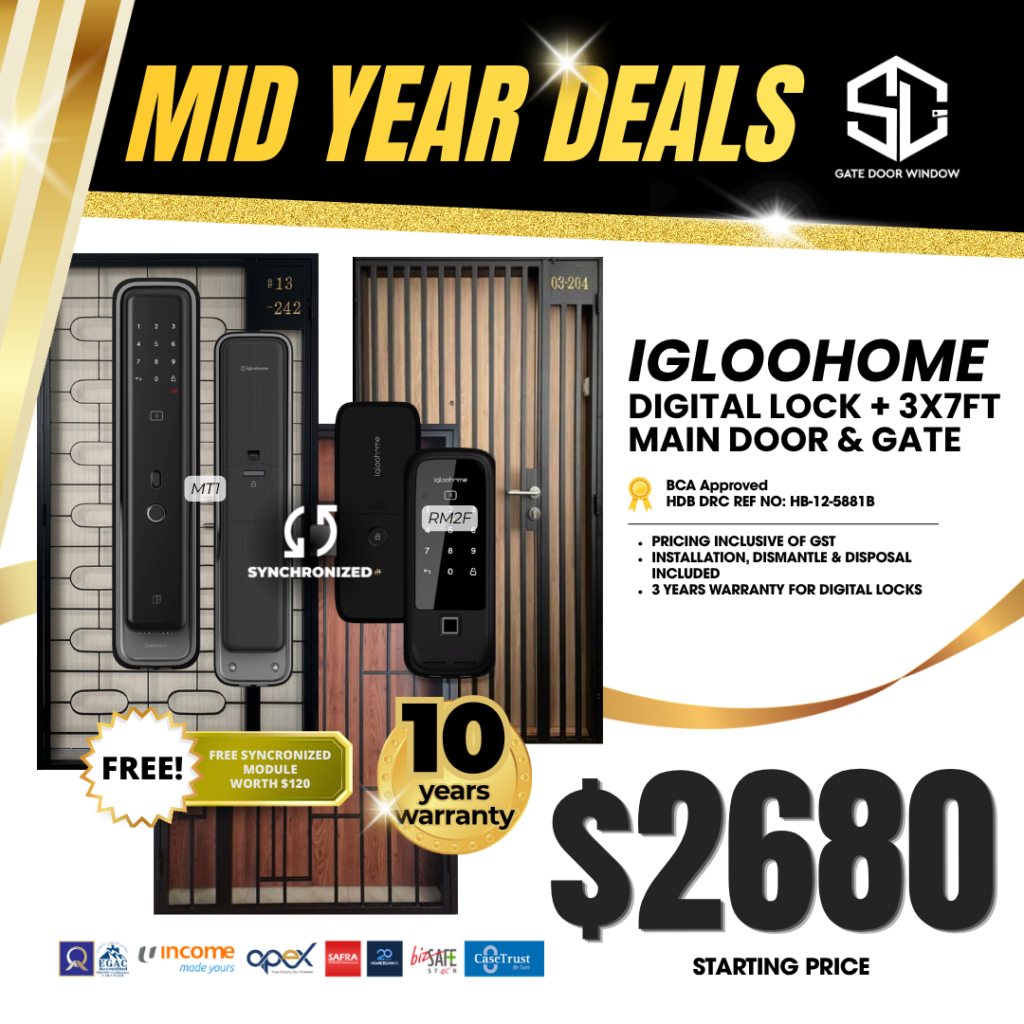 Igloohome digital lock and mild steel gate bundle $2680 promotion 10 years warranty