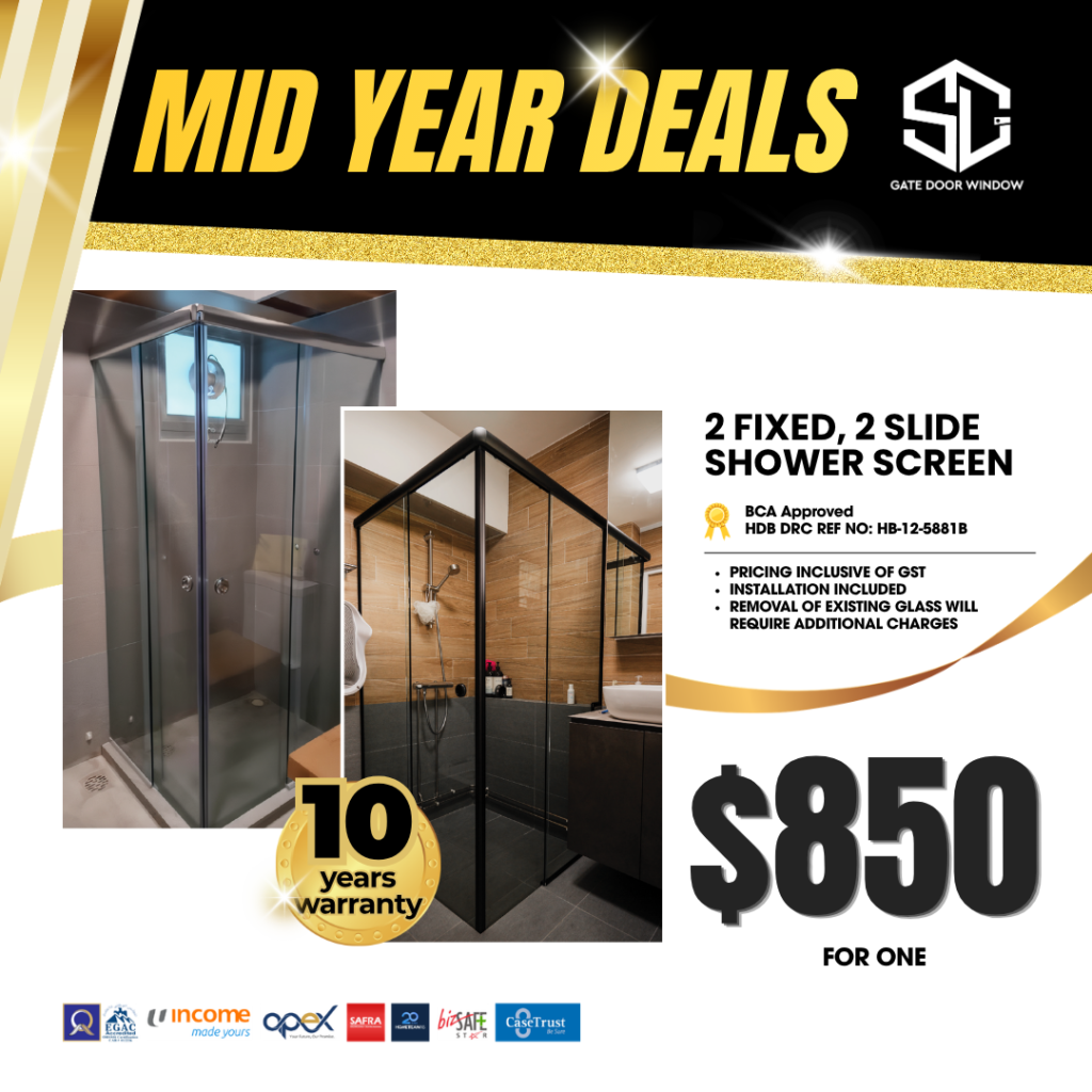 2 fixed 2 slide shower screen $720 promotion 10 years warranty