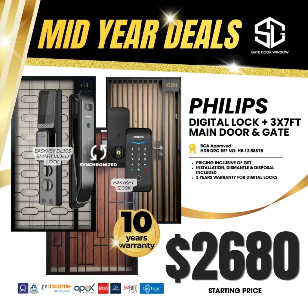 Philips digital lock and mild steel gate bundle $2680 promotion 10 years warranty