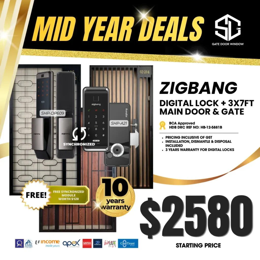 Zigbang digital lock and door and gate bundle $2580 promotion 10 years warranty