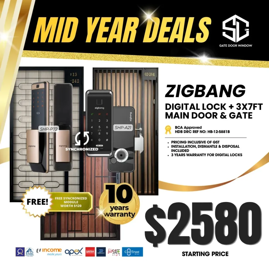 Zigbang digital lock and 3ft x 7ft gate bundle $2580 promotion 10 years warranty
