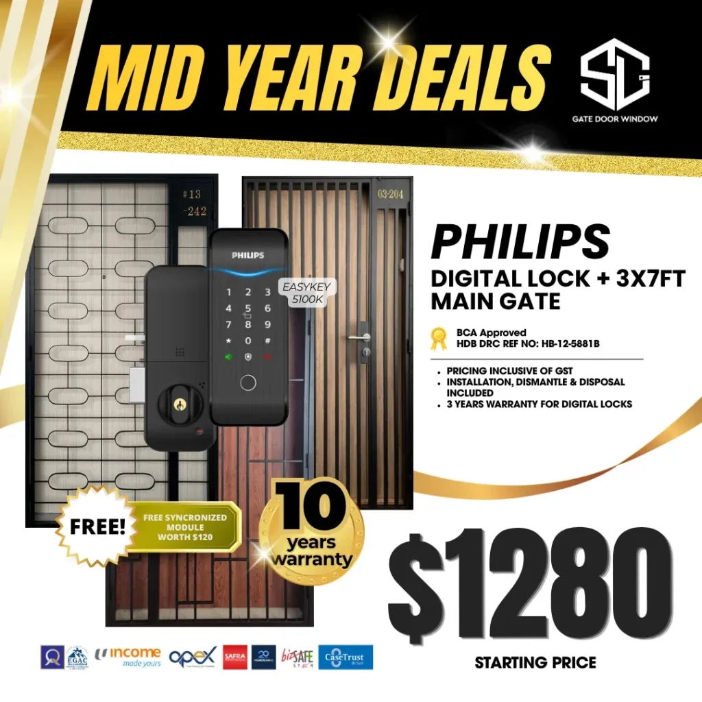 MG + 5100K digital lock and 3x7ft main gate bundle $1280 promotion 10 years warranty