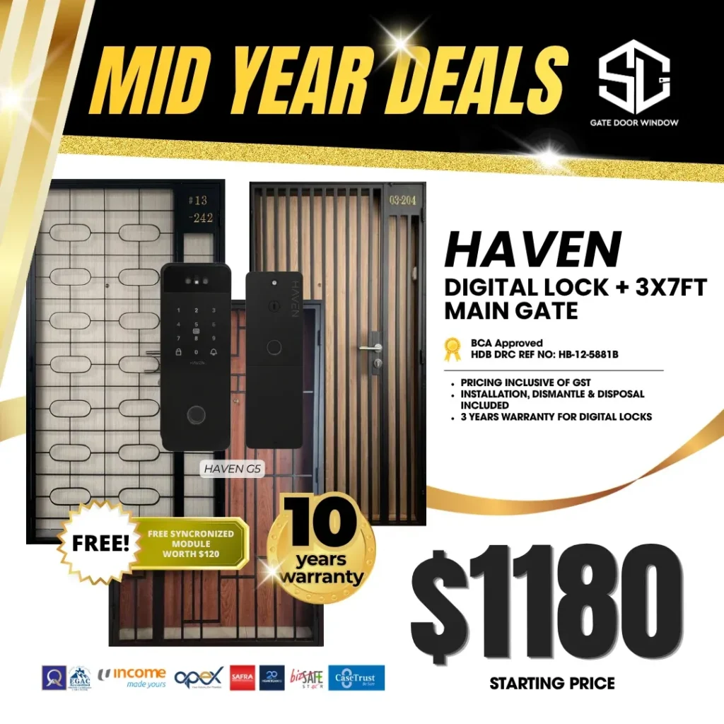 Philips gate digital lock and 3x7ft main gate bundle $1180 promotion 10 years warranty