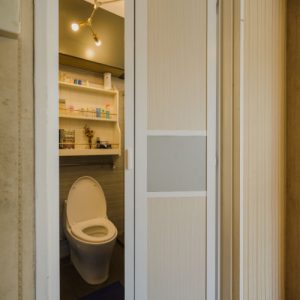 white toilet slide & swing door